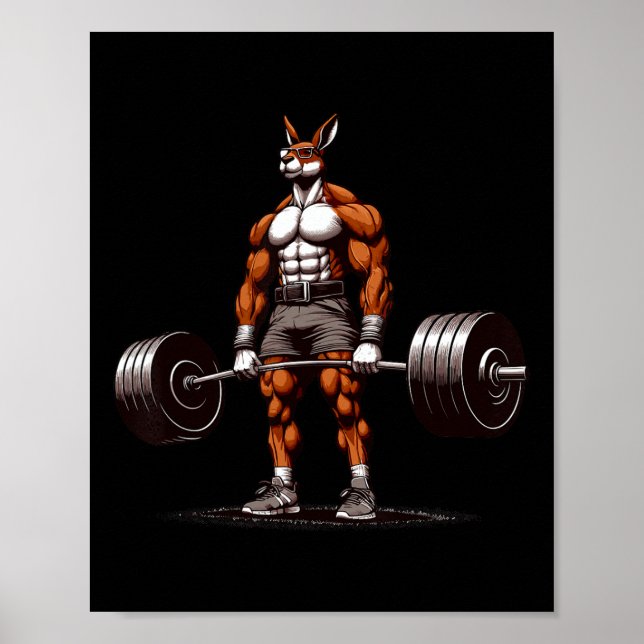 Muscle Kangaroo Deadlift Funny Gym Weightlife tin Poster (Framsidan)