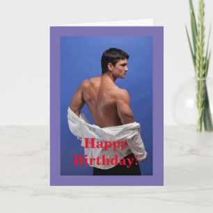 Muscle Male Birthday Card, 5 tum x 7 tum, mappat k Kort