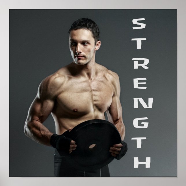 Muscle Man Strength Hiss Weights Gym Workout Poster (Framsidan)