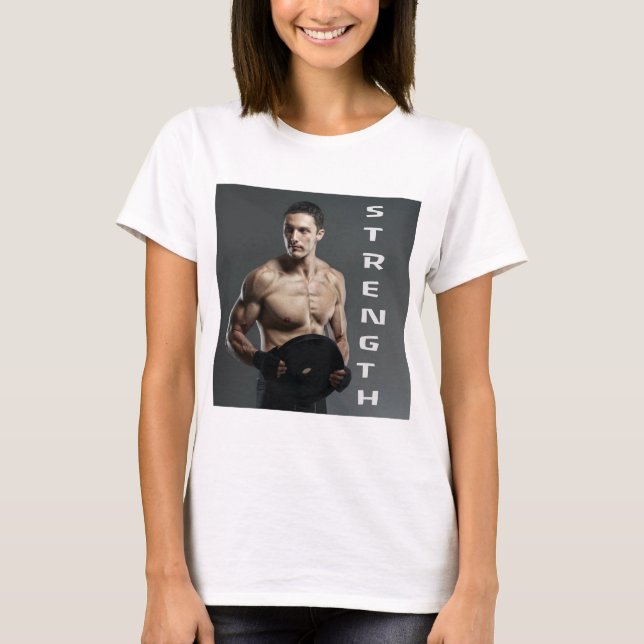 Muscle Man Strength Hiss Weights Gym Workout T Shirt (Framsida)