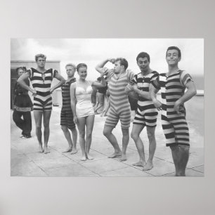 Muscle Manar Flexing, Funny Black and White Vintag Poster
