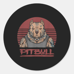Muscle Pitbull Hund Aggressive Tittar Pit Bull Wit Runt Klistermärke