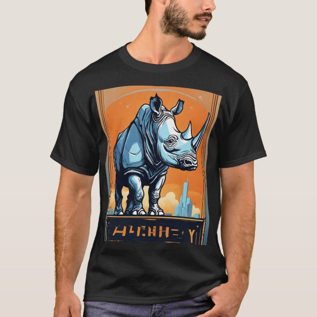Muscle Rhino Bouncer: Logotyp av Futuristiska T Shirt (Framsida)
