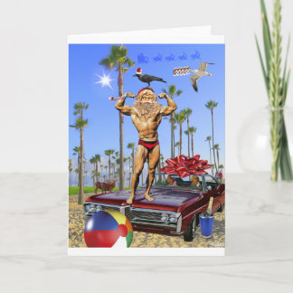 Muscle Santa Greeting Card Helgkort