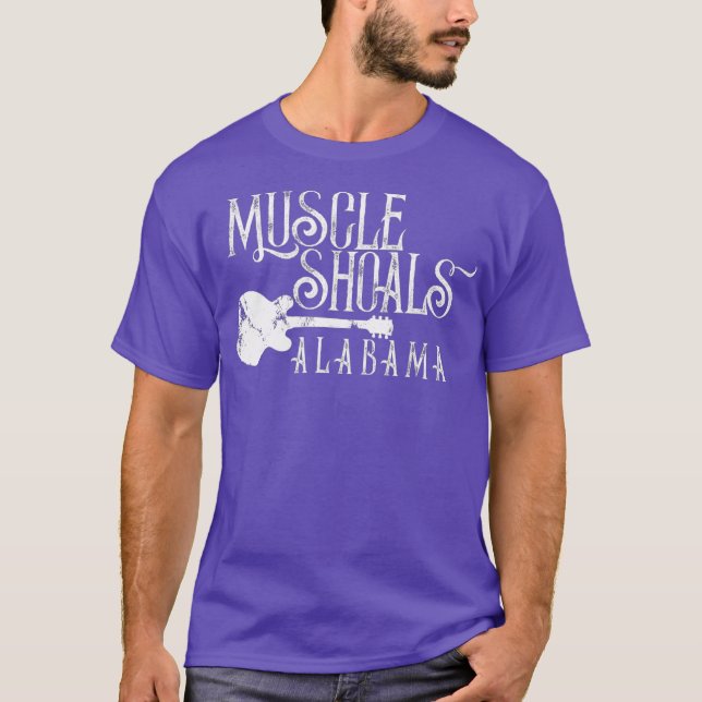 Muscle Shoals Alabama With Guitar Swampy Soul T Shirt (Framsida)