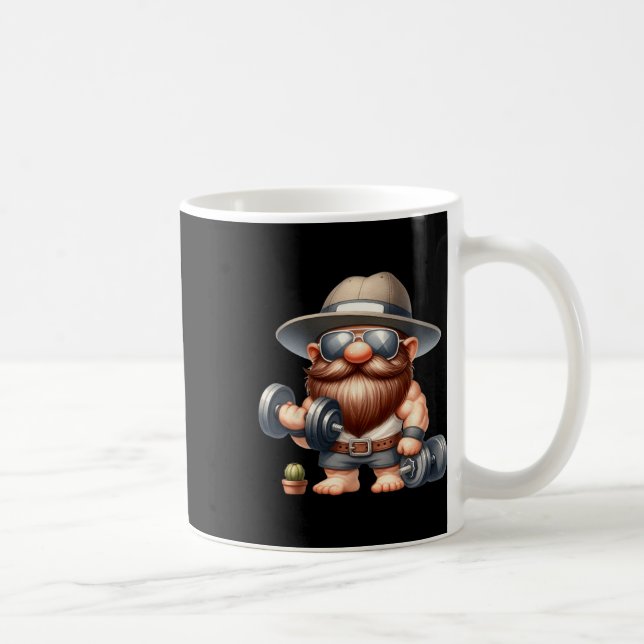 Muscleman Gnome med Dumbbells Funny Fitness Worki Kaffemugg (Höger)