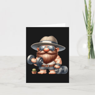 Muscleman Gnome med Dumbbells Funny Fitness Worki Kort