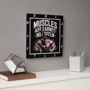 Muscles Earned Not Gym. Fyrkantig Klocka