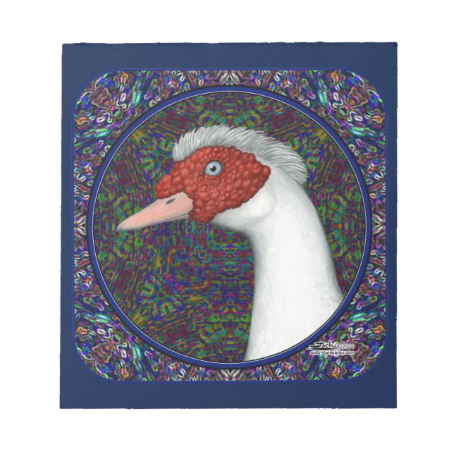 Muscovy Anka Head White Anteckningsblock (Framsida)
