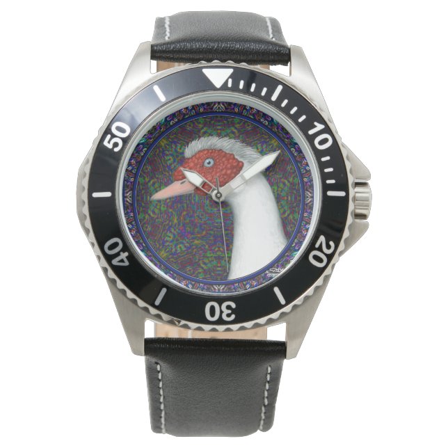 Muscovy Anka Head White Armbandsur (Framsida)