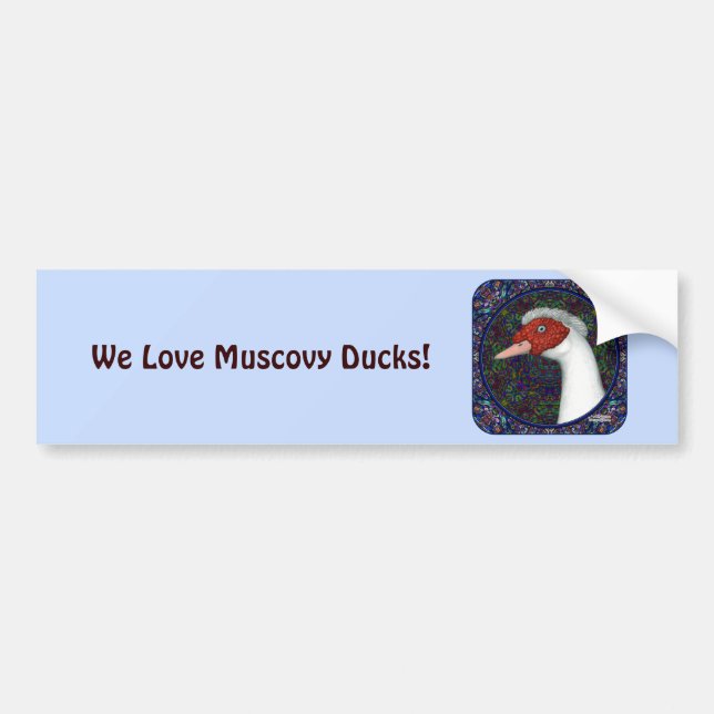 Muscovy Anka Head White Bildekal (Framsidan)