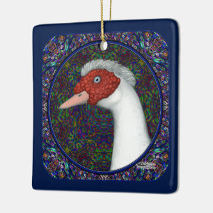 Muscovy Anka Head White Julgransprydnad Keramik