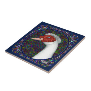 Muscovy Anka Head White Kakelplatta
