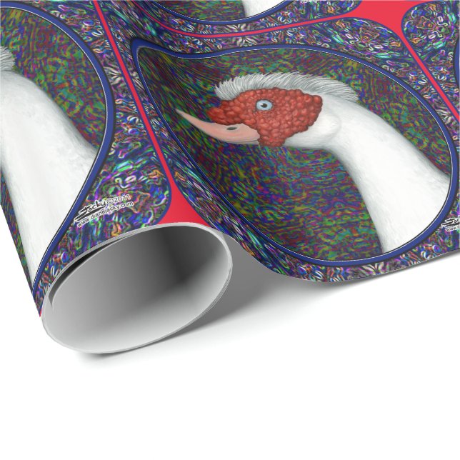 Muscovy Anka Head White Presentpapper (Rullad Hörn)