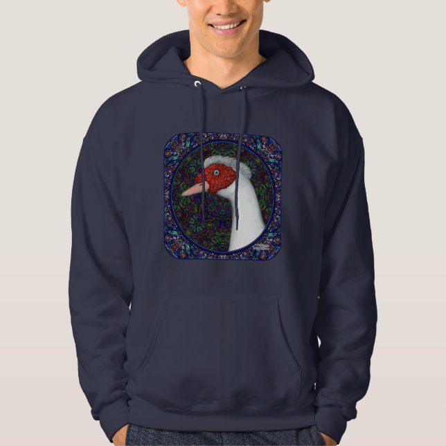 Muscovy Anka Head White Sweatshirt (Framsida)