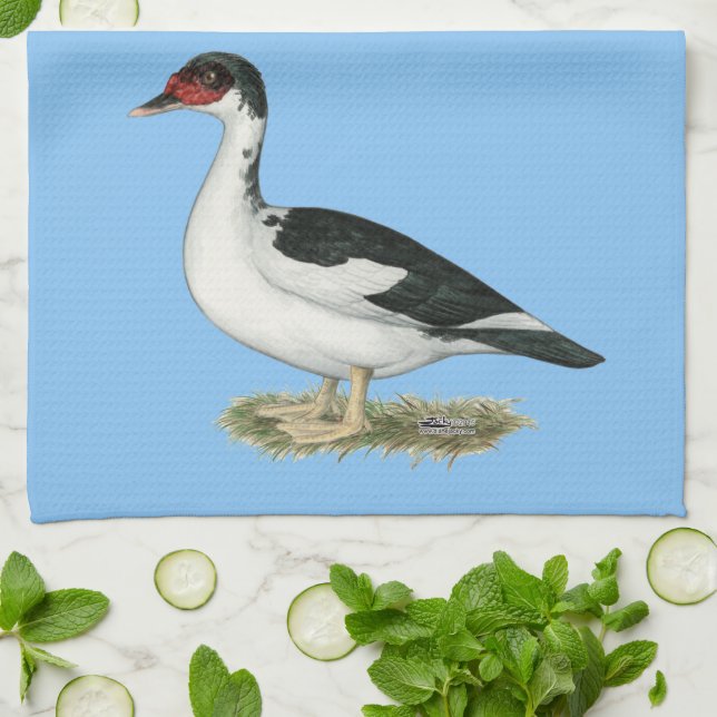 Muscovy Black Pied Anka Kökshandduk (Vikta)