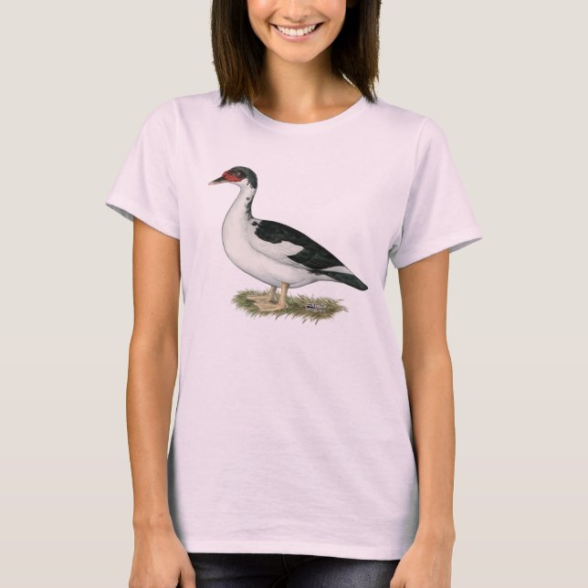Muscovy Black Pied Anka T-shirt (Framsida)