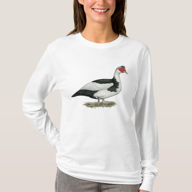 Muscovy Black Pied Drake T-shirt (Framsida)