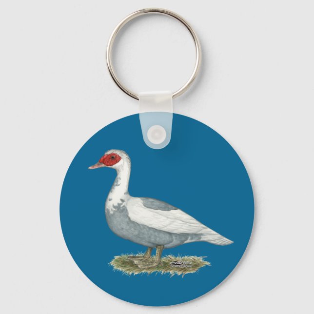 Muscovy Blue Pied Anka Nyckelring (Framsida)