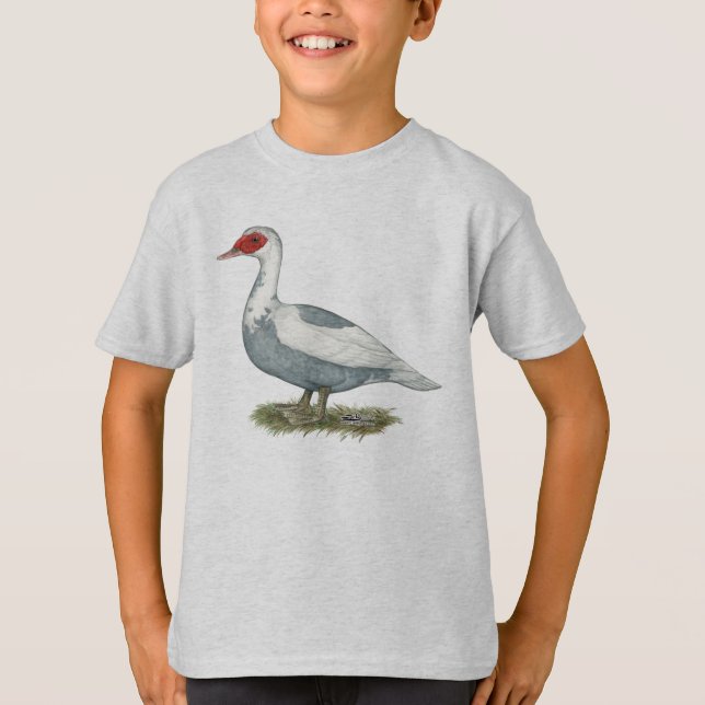 Muscovy Blue Pied Anka Tee Shirt (Framsida)