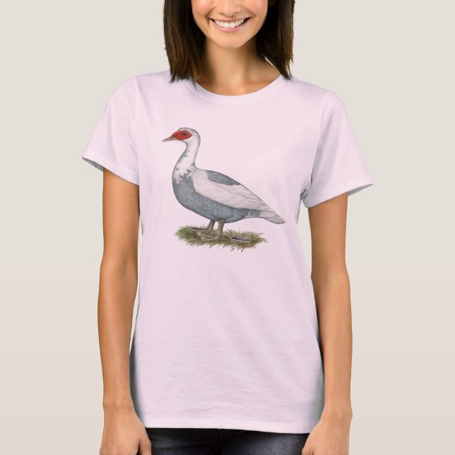 Muscovy Blue Pied Anka Tee Shirt (Framsida)
