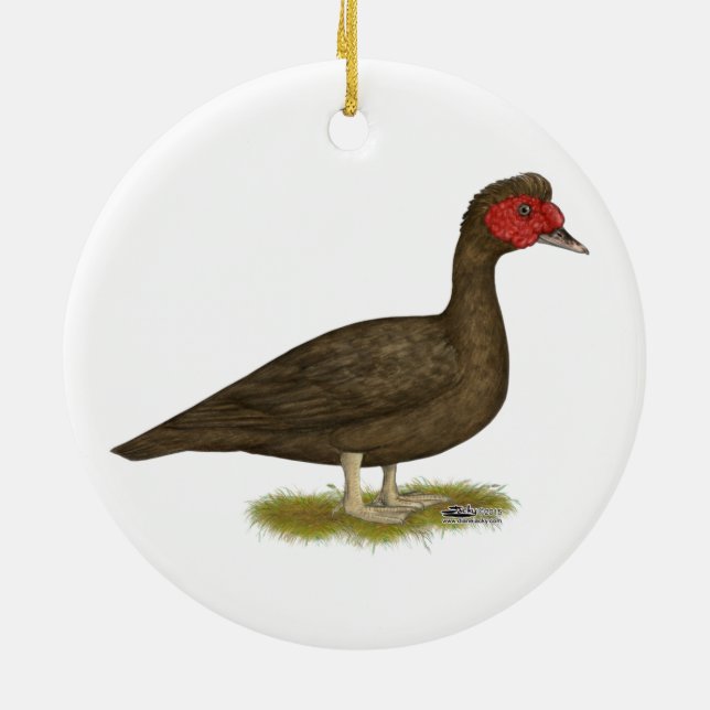 Muscovy Drake Chocolate Julgransprydnad Keramik (Baksidan)