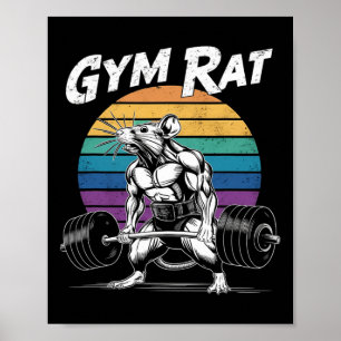 Muscular Gym Råtta Weightlift Bodybuilding Workou Poster
