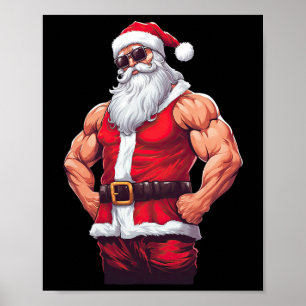 Muscular Jultomten Bodybuilding Fitness Gym Chri Poster