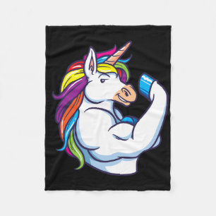Muscular Unicorn - Funny Magic Fitness Bodybuild Fleecefilt