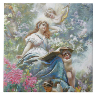 Muse of Poesie (av Konstantin Makovsky) Kakelplatta