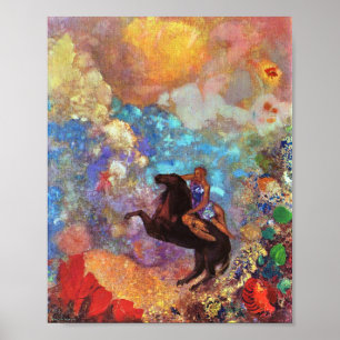Muse on Pegasus Greek Mythology Vintage Painting Poster