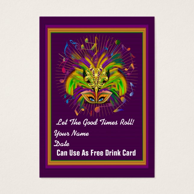 Muse Queen Mardi Gras Thycard Se anteckningar Visitkort (Framsidan)