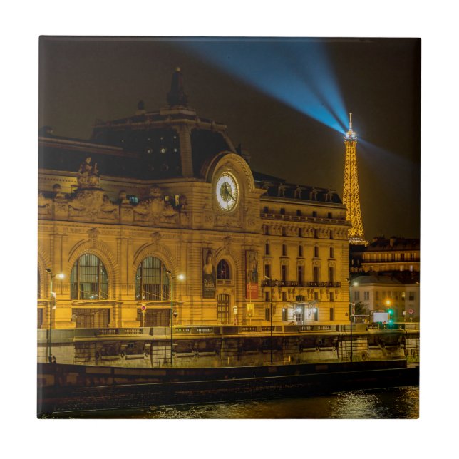 Musée d'Orsay i Paris på natten Kakelplatta (Framsidan)