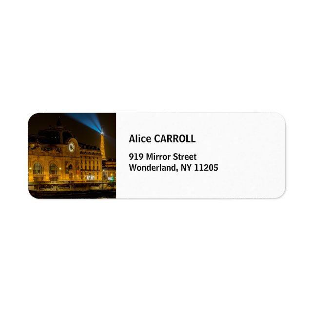 Musée d'Orsay i Paris på natten Returadress Etikett (Framsidan)