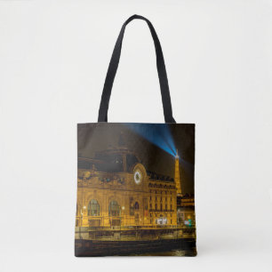 Musée d'Orsay i Paris på natten Tygkasse