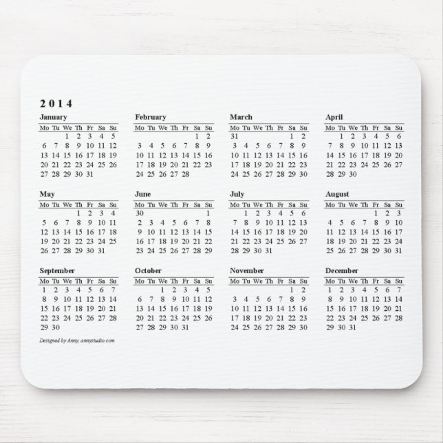 musen för 2014 kalender vadderar musmatta (Framsidan)