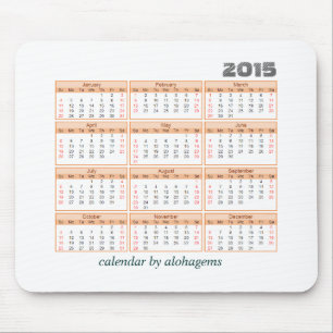 Musen för 2015 kalender vadderar den enkla orange musmatta