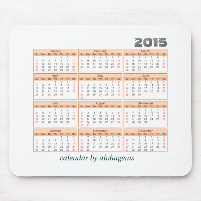 Musen för 2015 kalender vadderar den enkla orange musmatta (Framsidan)