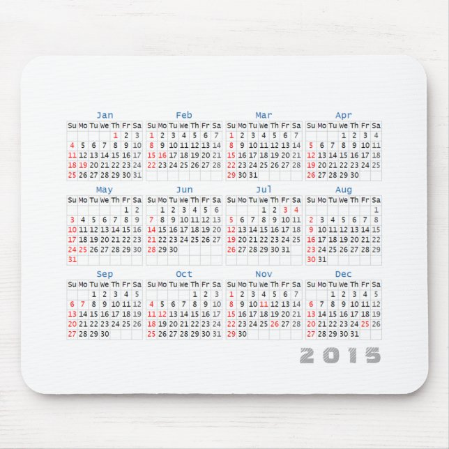 Musen för 2015 kalender vadderar enkel grått och musmatta (Framsidan)