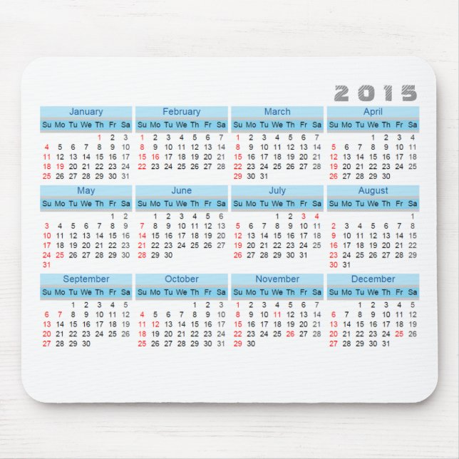 Musen för 2015 kalender vadderar enkel himmelblått musmatta (Framsidan)