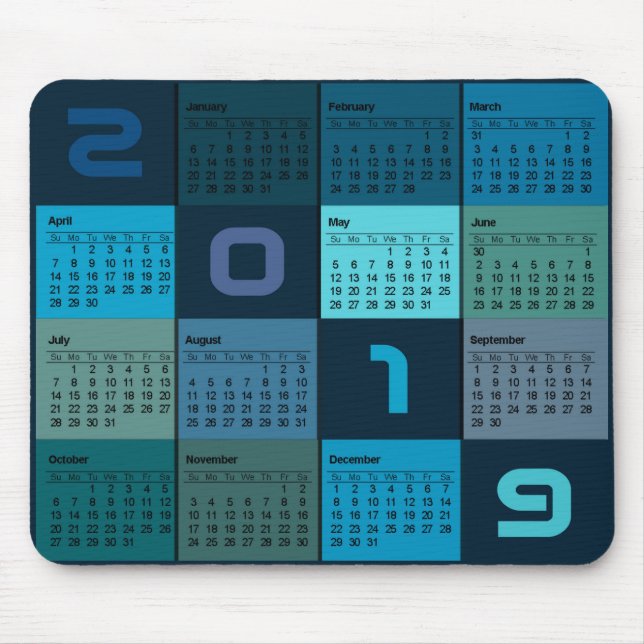 Musen för 2019 kalender vadderar musmatta (Framsidan)