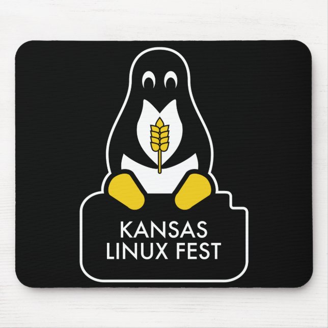 Musen för den Kansas Linuxfesten vadderar svart Musmatta (Framsidan)