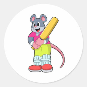 Musen i Cricket med Cricket fladdermus Runt Klistermärke