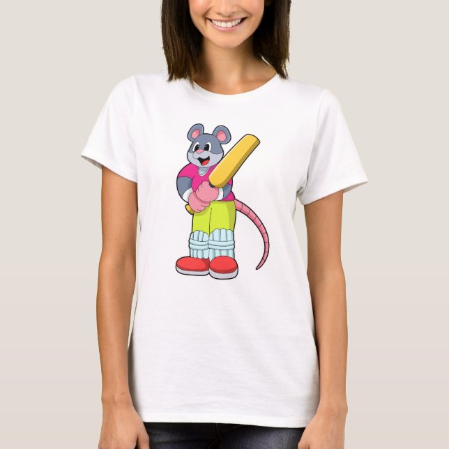 Musen i Cricket med Cricket fladdermus T Shirt (Framsida)
