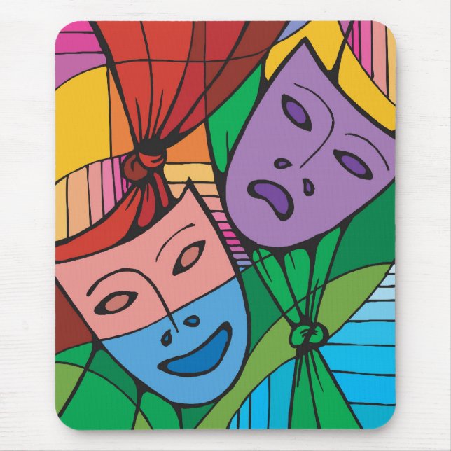 Musen vadderar med theatren maskerar musmatta (Framsidan)