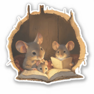 Musfamilj i ett Mousehole Klistermärken