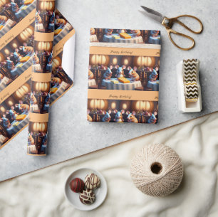 Musfamilj på middagen i bord, söt anpassningsbar presentpapper