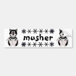 "Musher" Malamute och Husky Sledhundar Bildekal