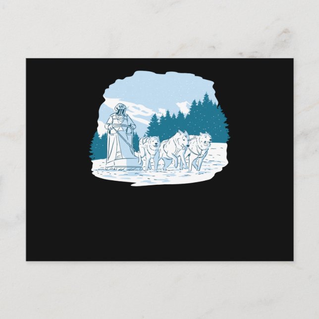 Mushing Sled Hund Tävla Husky Sledding Vykort (Framsida)