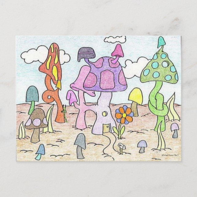 Mushoom House Roligt Vykort (Framsida)
